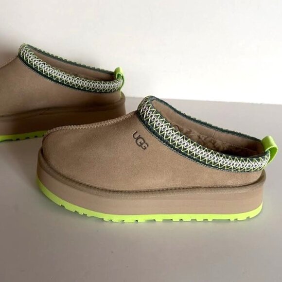 UGG Tazz Platform Slipper Mustard Seed/Vibrant Green 8 - Picture 7 of 15
